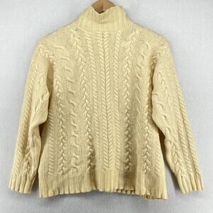 STUDIO 0001 FERRE Sweater Womens 40 Turtleneck Wool Cable Off White Italy VTG
